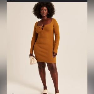 Long-Sleeve Hardware Mini Sweater Dress Abercrombie & Fitch